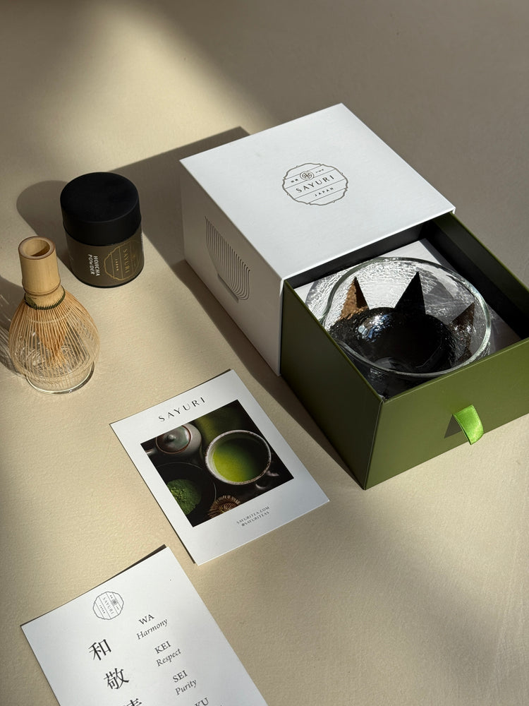 SAYURI Glass Matcha Chawan Gift Set